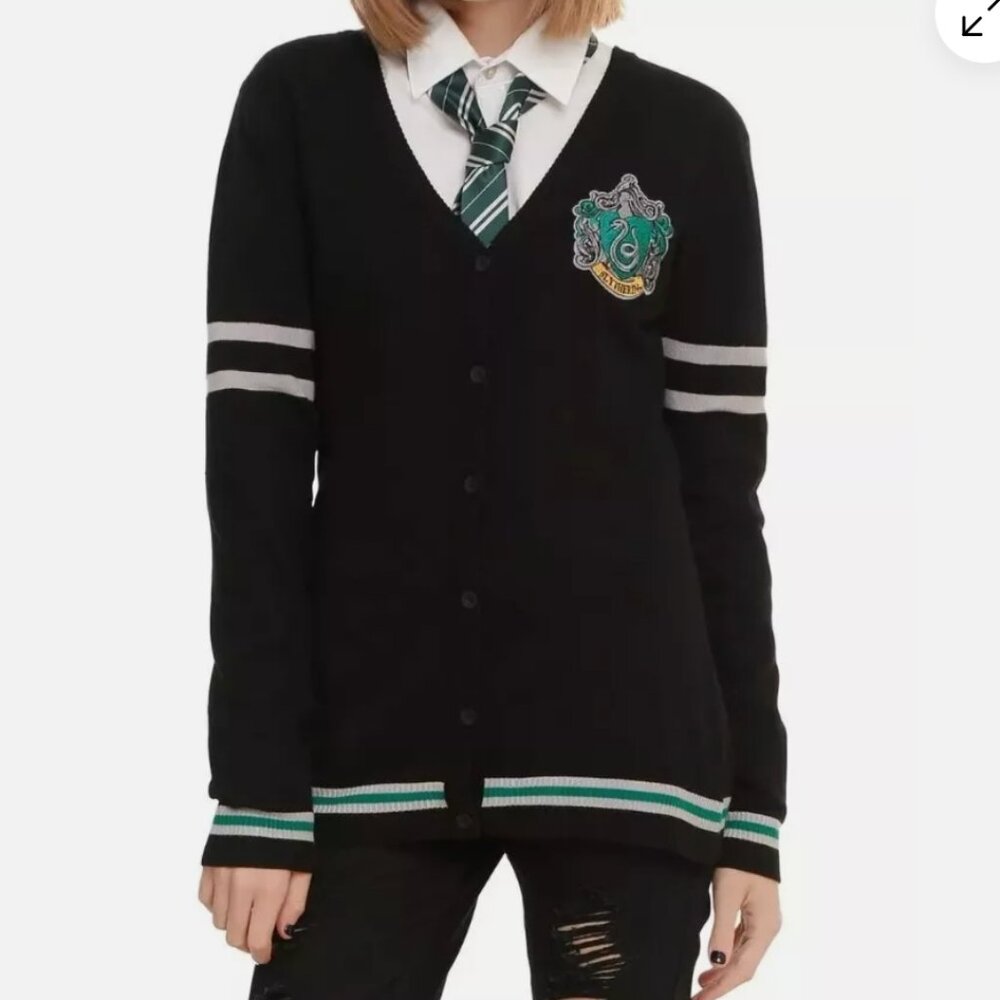 Harry Potter Slytherin Cardigans Sweater Embroidered Crest Womens M